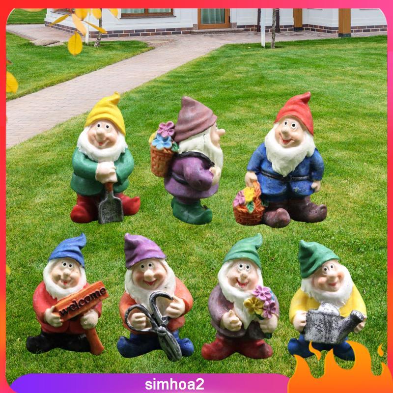 [Simhoa2] ตกแต่ง Gnome Figurines เรซิ่นประติมากรรมสําหรับตกแต่งนางฟ้าสวนกลางแจ้งในร่มและภูมิทัศน์