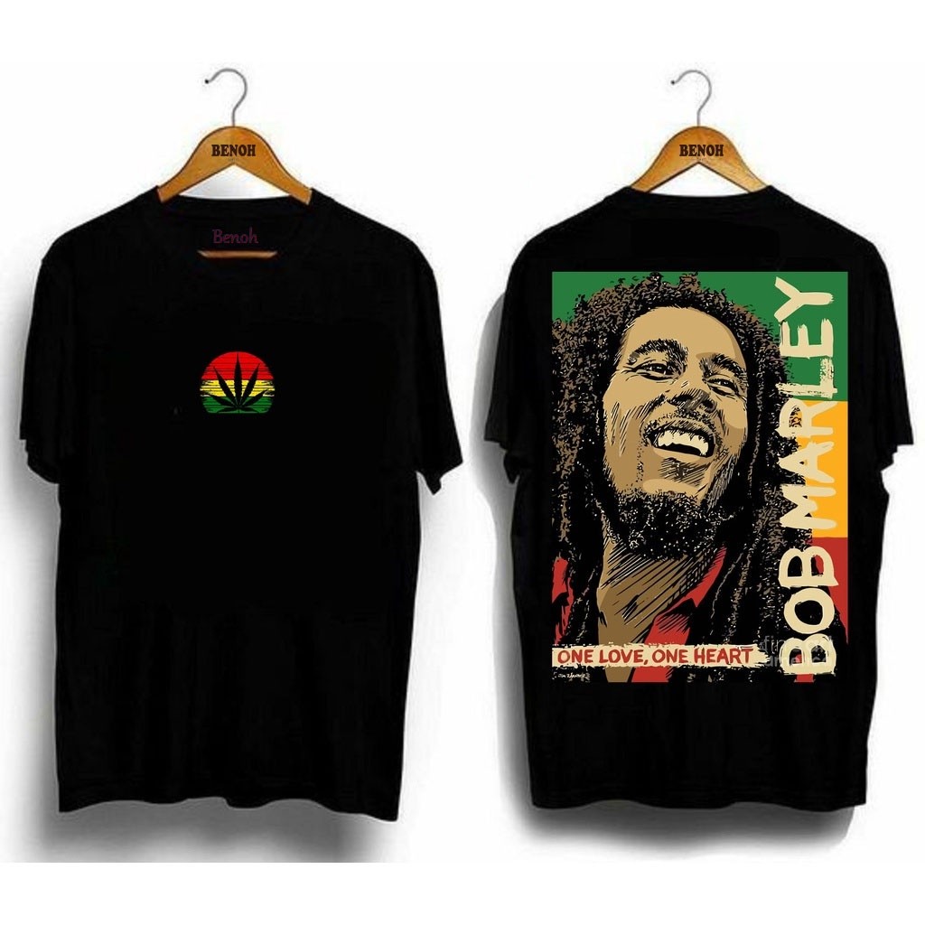 Bob Marley เสื้อยืดสีดําสําหรับผู้ชาย High quality Tee Cotton Shirt Street style