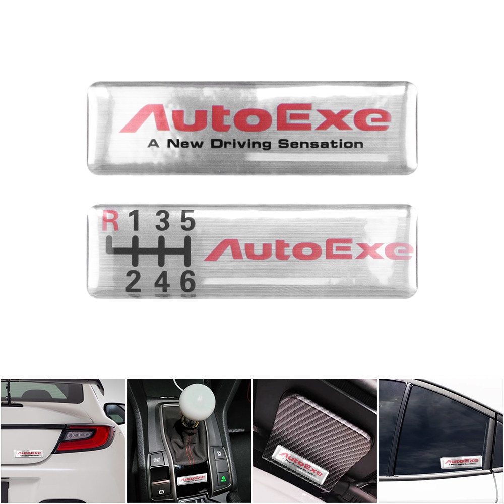 การปรับเปลี่ยนรถ Universal AutoExe สติกเกอร์โลโก้ JDM Racing Silver 3d สติกเกอร์สามมิติสติกเกอร์ตกแต่ง