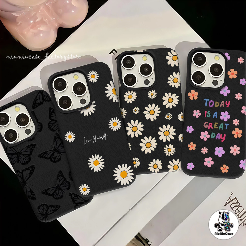 ดอกไม้สวย เคสไอโฟน11 เคส iphone 16 Pro Max 8 7 Plus XR 11 17 12 13 14 15 16 17 Pro Max เนื้อหนัง Case เคสไอโฟนหรูหราไฮโซ