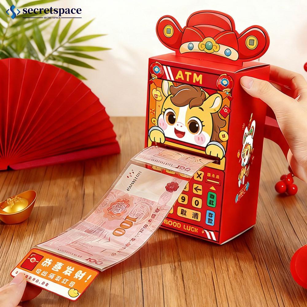 SECRETSPACE 2026 ม้าปี Creative ATM ซองจดหมายสีแดงกระเป๋าสีแดงเทศกาลตรุษจีน Lunar กระเป๋าเงิน Party 