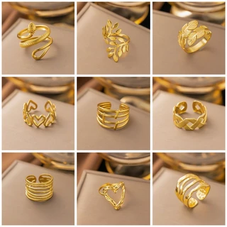 หลากหลายงูรูปร่าง/หัวใจ/กลวง/ดอกไม้เหล็กไทเทเนียมแหวนผู้หญิงสีทึบทุกการแข่งขันแฟชั่นเครื่องประดับจับคู่ไฮไลท์