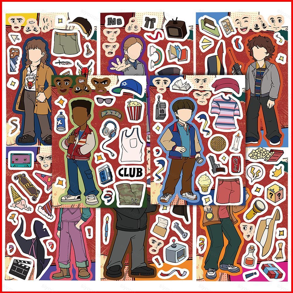 SY2 8 แผ่น/เซ็ตคนแปลกหน้า 5 Mike Wheeler สติกเกอร์ Graffiti แล็ปท็อปกระเป๋าเดินทางกันน้ําตกแต่ง YS2