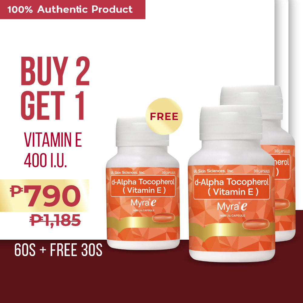 ซื้อ 2 ขวด Myra E 400 IU 30s แถม 1 ขวด Myra E 400 IU 30s (ประหยัด P390)