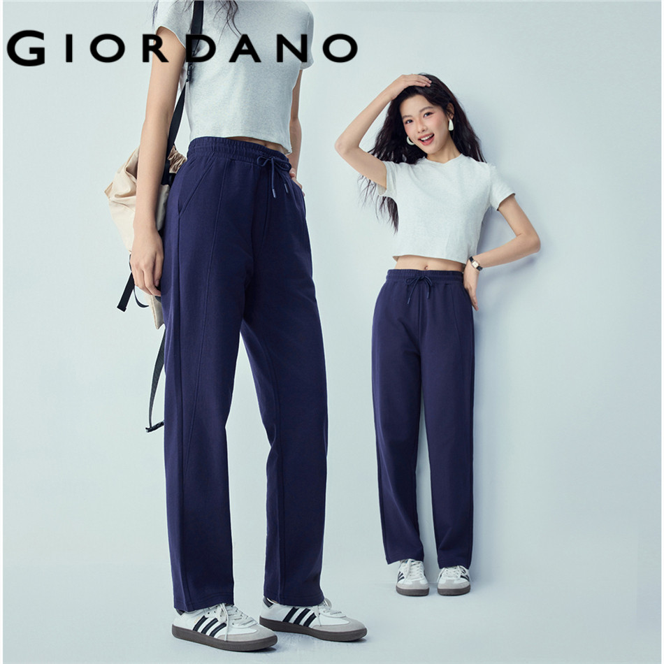 GIORDANO WOMEN 100% Cotton drawstring elastic waist sweatpants 05416456