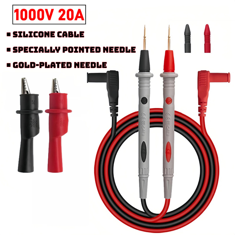 สายมิเตอรวัดไฟ สายมัลติมิเตอร์อย่างดี 1000V 20A สายมิเตอร์หัวเข็ม Digital Multimeter Testing Leads