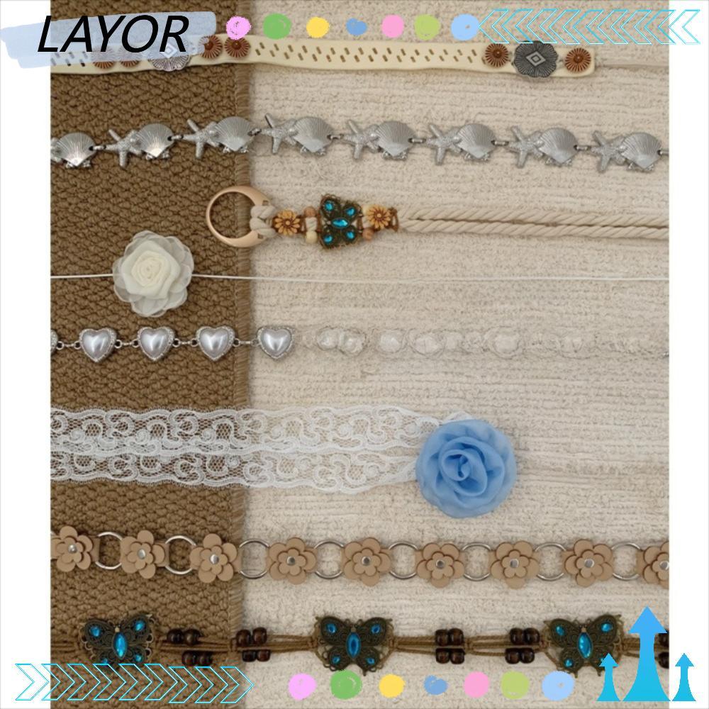 LAYOR เอว Chain, Y2K Bohemian Bohemian เข็มขัด, แฟชั่นตกแต่ง Vintage อินเทรนด์กระโปรงชุดเอวฤดูร้อน B