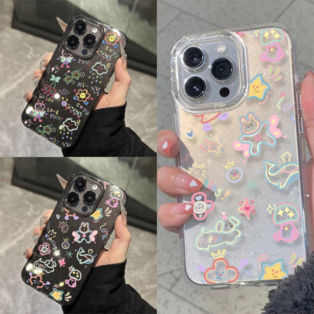 เคสสำหรับไอโฟน14 CODที่ไทย การ์ตูนภาพสดใส เคสมือถือใสนิ่มกลิตเตอร์วาว For IPhone16 15 14 11 12 13Pro Max 6/7/8Plus XR XS