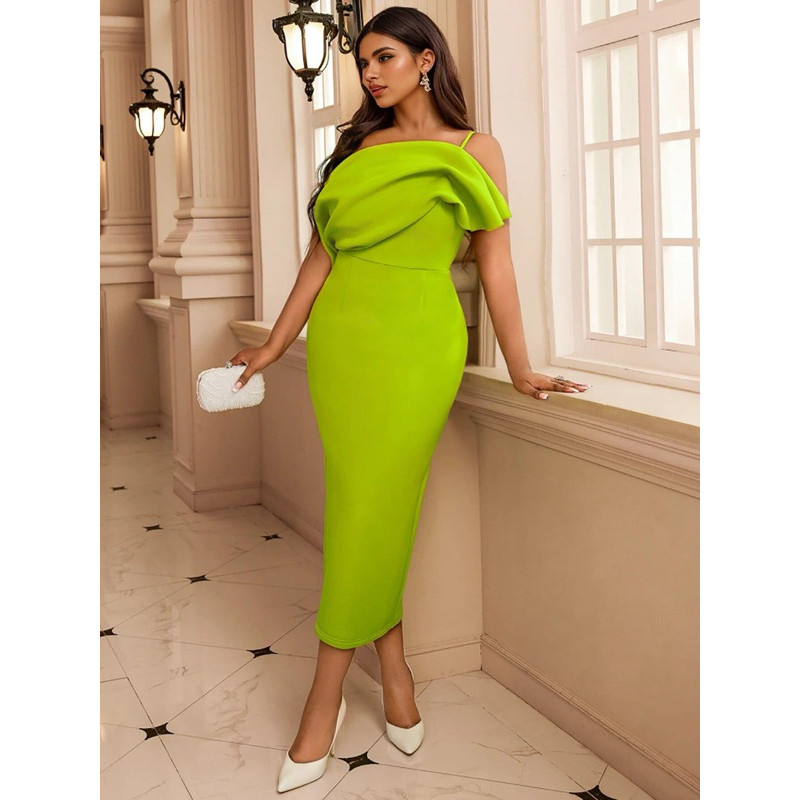✅พร้อมส่ง✅ Raquel Plus Size Lime Green Pencil Cocktail Dress
