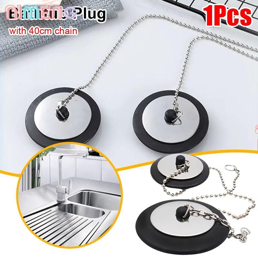 NIMENG 1 ชิ้น Tub Stopper, ยางซิลิโคนอ่างอาบน้ําท่อระบายน้ํา, ทนทาน 4/4.3/5 ซม.พร้อมแหวนแขวนพร้อมโซ่อ่างอาบน้ําปลั๊กอ่างอาบน้ําอุปกรณ์เสริม