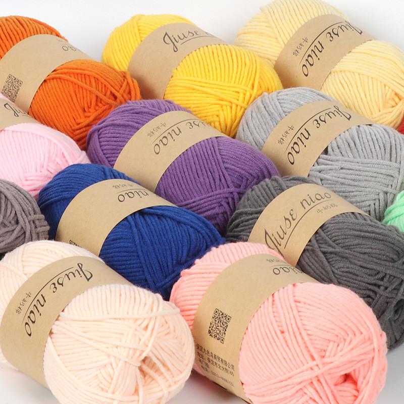 Nine-Color Bird 5-Strand Milk Cotton Handmade diy ตุ๊กตาหมวกผ้าพันคอโครเชต์ด้ายเด็กเส้นด้าย Group FU