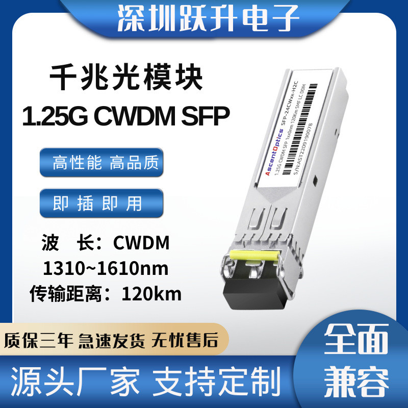 Gigabit Module 1.25G CWDM SFP Single Mode Dual Fiber Dual Industrial LC 120KM Transmission DDM4.6