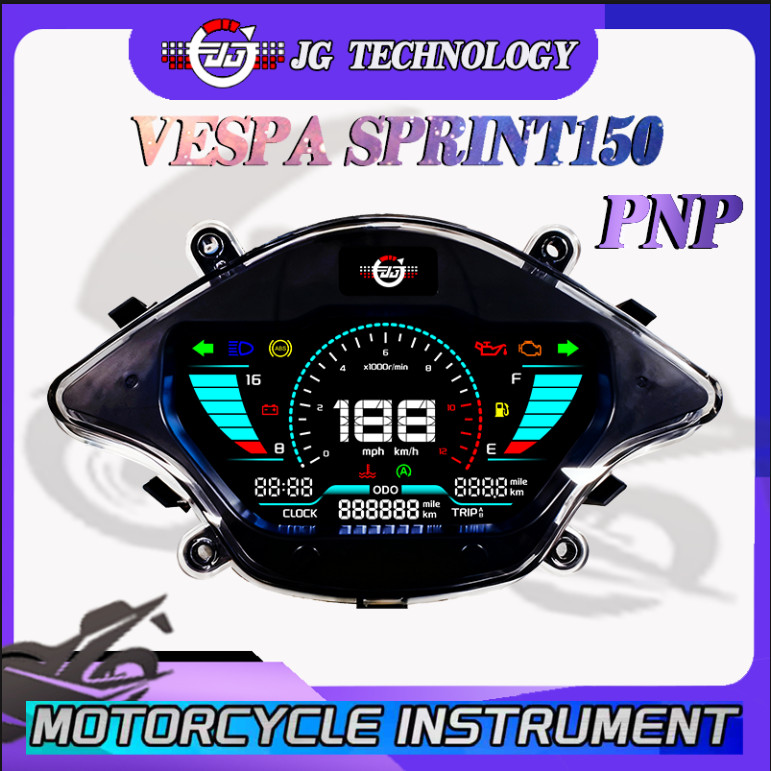 มาตรวัดความเร็วรถจักรยานยนต์สําหรับ Vespa sprint 150 หน้าจอดิจิตอลวัดระยะทางแดชบอร์ดการปรับเปลี่ยน
