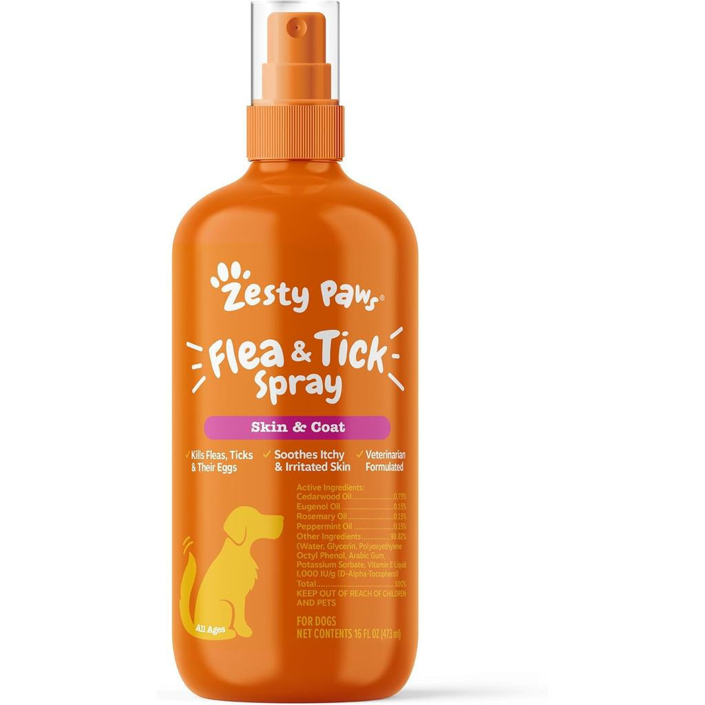 ZestyPawsFleaandTickSprayfors-KillFleas,Ticks&TheirEggs-Veterinaranted-hesItchy&Irritated-Cedwood,Ro