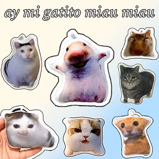 น่ารัก Meme Cat Plush พวงกุญแจเสียงแมวตลก Oiiaioooiai Diy สติ๊กเกอร์ตกแต่ง