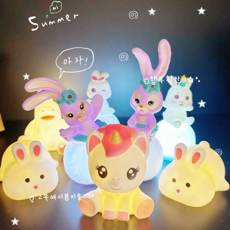 ยูนิคอร์นน่ารัก Silic LED Night Light สําหรับเด็กเด็กการ์ตูนสัตว์ตกแต่งห้องนอน Touch Night โคมไฟสําหรับของขวัญ
