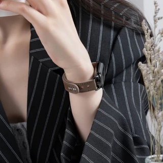 สายรัดหนังแท้บาง for Xiaomi Mi Band 10 9 8 NFC กีฬาปรับสายรัดข้อมือเปลี่ยนสายรัดข้อมือสายรัดข้อมือ for Mi Band 10 9 8