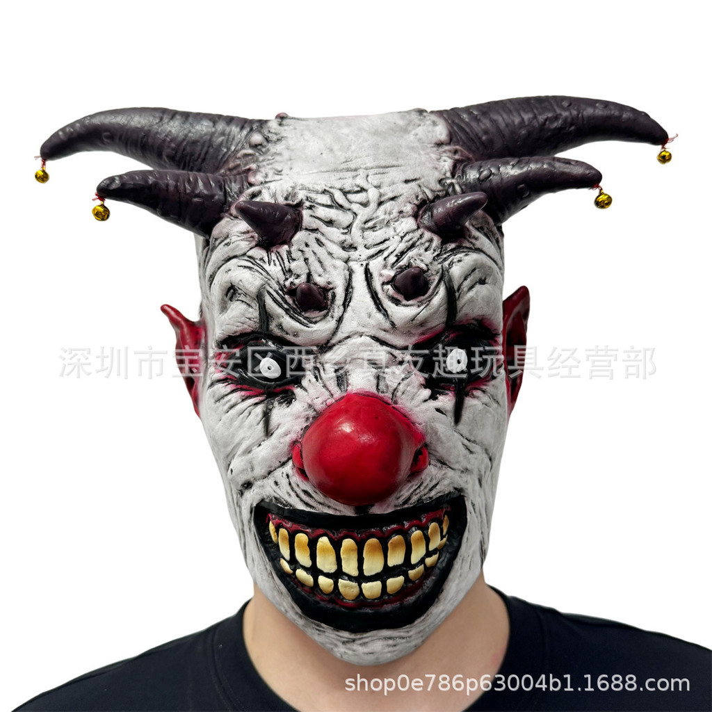 Jingle jangle Clown Mask COS ฮาโลวีนปีศาจ Face Horror Bell Clown หน้ากากหมวก
