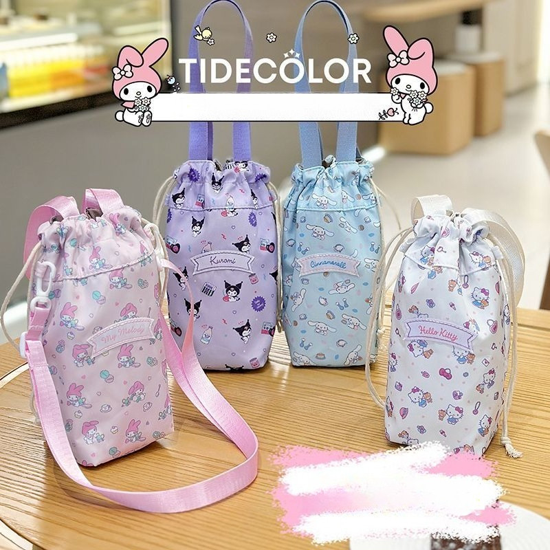 กระเป๋าถ้วยน้ําพิมพ์ลาย Sanrio Hello Kitty Cinnamon Roll กระเป๋าถือสามมิติ Melody ฝาครอบขวดน้ํา