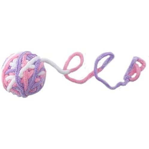 Interactive Cat Yarn Ball ของเล่น Bell และ String, 1.97 นิ้ว,Multi-Colored Fuzzy Balls Chewing ของเล