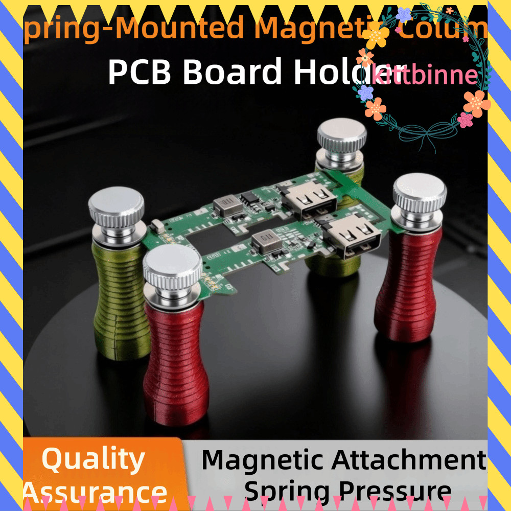 KITTBINNE823 1/2/4pcs PCB Holder Bits Set, Spring-Loaed Magnetic PCB Clamp Tool, Carbon Pillar Desig