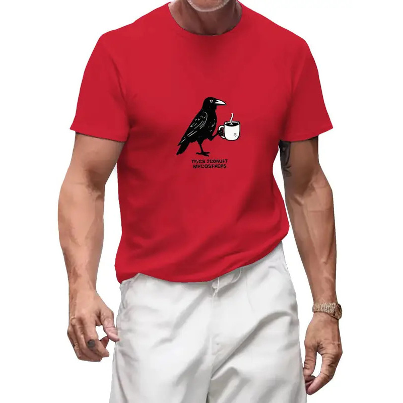 KEMEJA Raven Crow Coffee เสื้อฮาโลวีนเสื้อยืด TShirt ฤดูใบไม้ร่วง TShirt ผู้หญิงสี Comfort ขนาดใหญ่ 