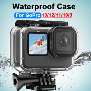 กันน้ําสําหรับ GoPro Hero 13 12 11 10 9 สีดํา 60M ใต้น้ําดําน้ําฝาครอบป้องกัน Go Pro Anti-Drop อุปกรณ์เสริม