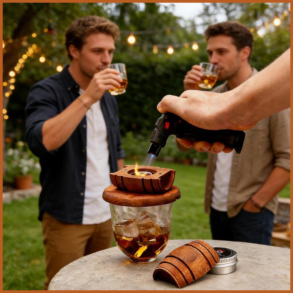 Smoker สําหรับเครื่องดื่มวิสกี้ไม้ Infuser Bar เครื่องมือวิสกี้ค็อกเทล Smoker สําหรับชายพ่อสามีแฟนเข
