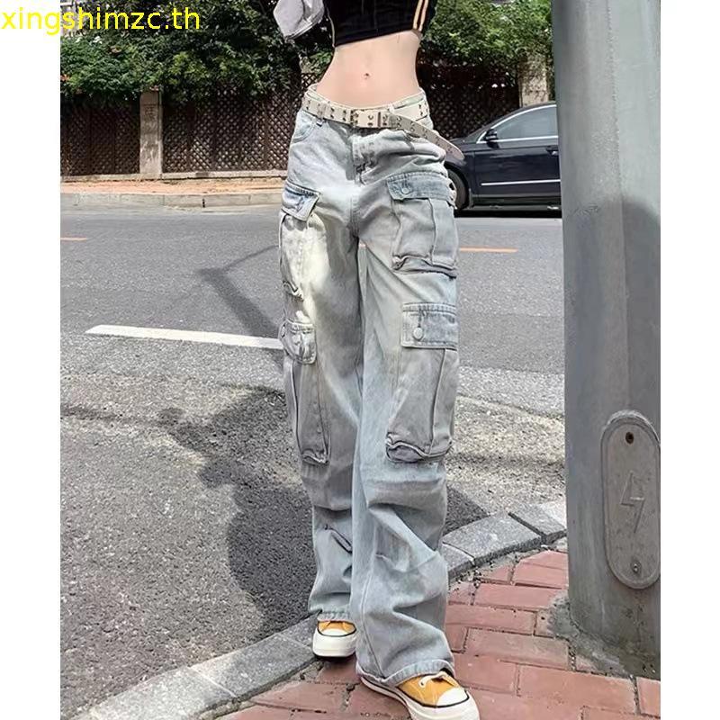 EMILIA SHOP กางเกงยีนส์ผู้หญิง กางเกงยีนส์ขาสั้น เท่ วินเทจ สบายๆ ชิค WNK2430ALX 17Z240424