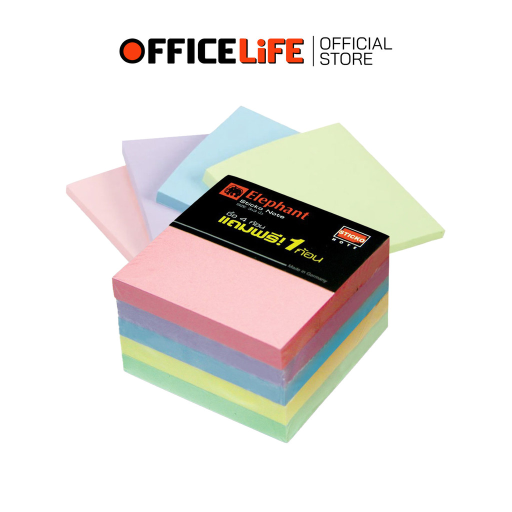 Elephant (ตราช้าง) กระดาษโน๊ตกาวในตัวพาสเทล กระดาษโน๊ต 3x3 นิ้ว รุ่น Stack สแต๊ก ( 500 แผ่น / ชิ้น )