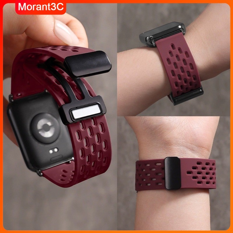 สายซิลิโคนสําหรับ Amazfit Bip 6 5/ Balance/GTR 4 3 2 สร้อยข้อมือหัวเข็มขัดแม่เหล็กสําหรับ Amazfit Pace/GTR 5 pro breathable sport สายคล้อง