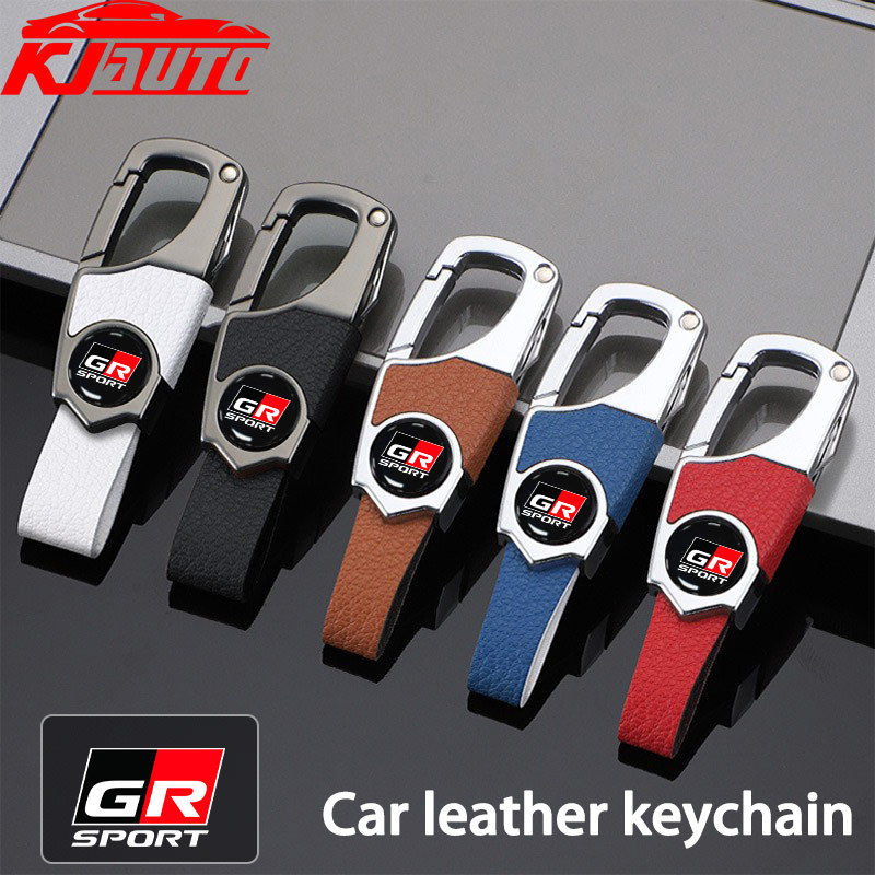 พวงกุญแจรถหนัง Key Fob ผู้ถือซ่อน Mini มีดโลหะแหวนสําหรับ Toyota GR Sport Avanza Altis Fortuner Hilu