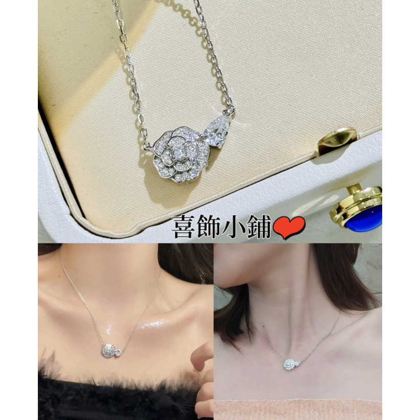 สร้อยคอเงินสเตอร์ลิง grade S925 ดีไซน์ลายดอกไม้ม้าตาหินและหยดน้ำ จากซีรีย์ Camellia โดย Xiaoxiangfen