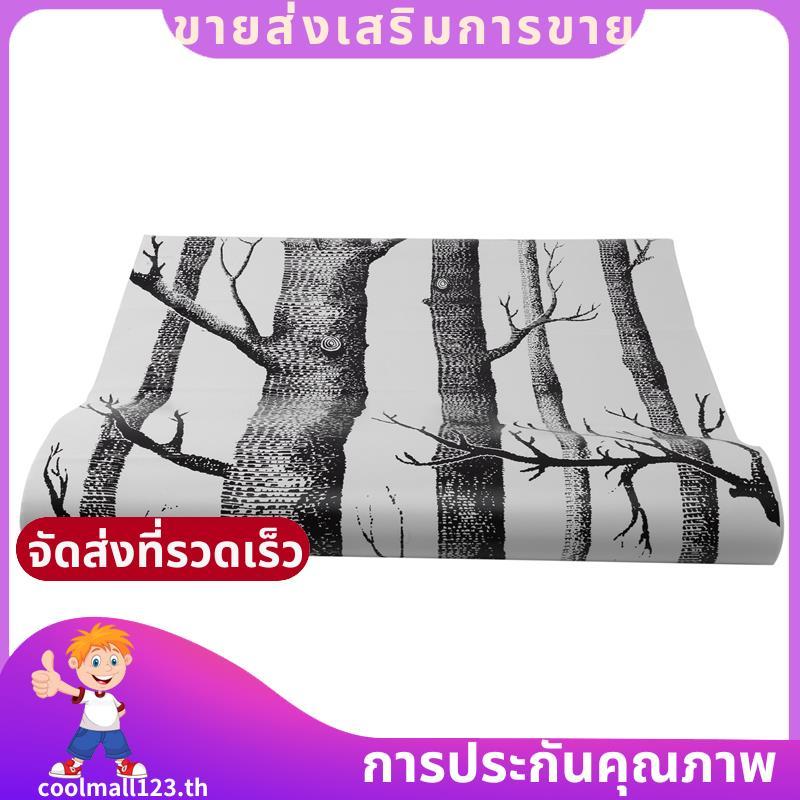 วอลล์เปเปอร์ต้นไม้สีดําสําหรับห้องนอนการออกแบบที่ทันสมัยห้องนั่งเล่นผนังกระดาษม้วนไม้ชนบทวอลล์เปเปอร