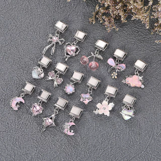 สร้อยข้อมือสแตนเลส DIY สไตล์charmหัวใจอิตาเลียน สีชมพู ขนาด9มม. เพิ่มความสวยงามให้คุณ