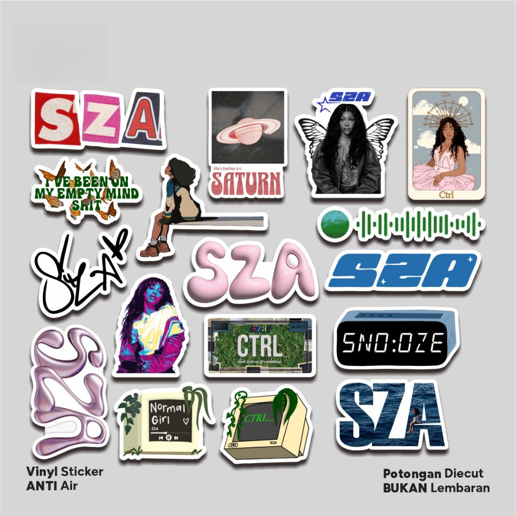 สติ๊กเกอร์แพ็ค Sza Aesthetic Vinyl Laptop Sticker Case หมวกกันน็อคกันน้ํา