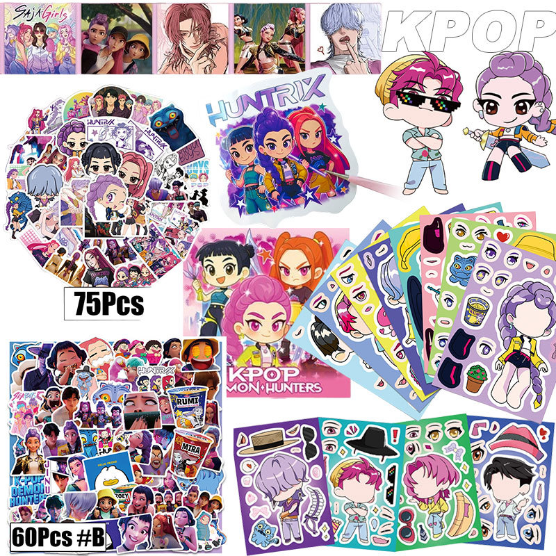 KPop Demon Hunters Creative Idol Fun Dress Up สติกเกอร์เด็กปริศนาของเล่นทํามือ