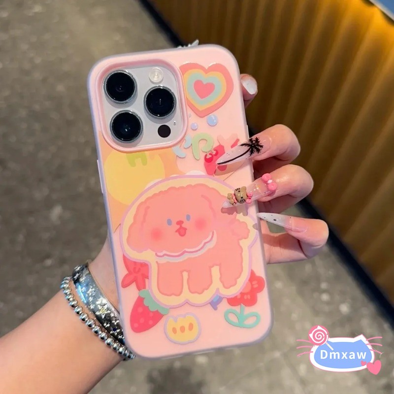 น่ารักรักสีชมพูสุนัข 2 ใน 1 เคสโทรศัพท์สําหรับ Vivo Y04 Y04S Y03 Y03T Y02 Y02A Y02T Y02S Y01A Y01 Y5