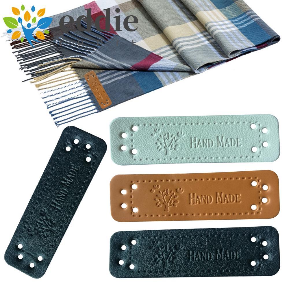 EDIE แท็กหนัง PU ล้างทําความสะอาดได้สิ่งทอเครื่องประดับโลโก้งานฝีมือรูปแบบต้นไม้อุปกรณ์เย็บผ้า