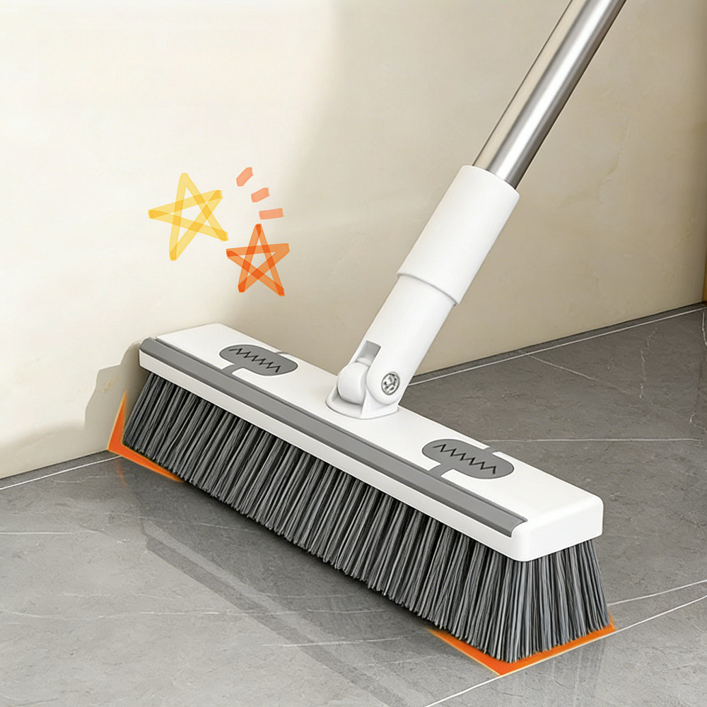 แปรงขัดพื้น ขัดพื้น ทรงสี่เหลี่ยม ด้ามยาว ขัดห้องน้ำ ปรับสั้นยาวได้ ไม่ต้องก้ม ขนแปรงแข็งแรง ATCCH