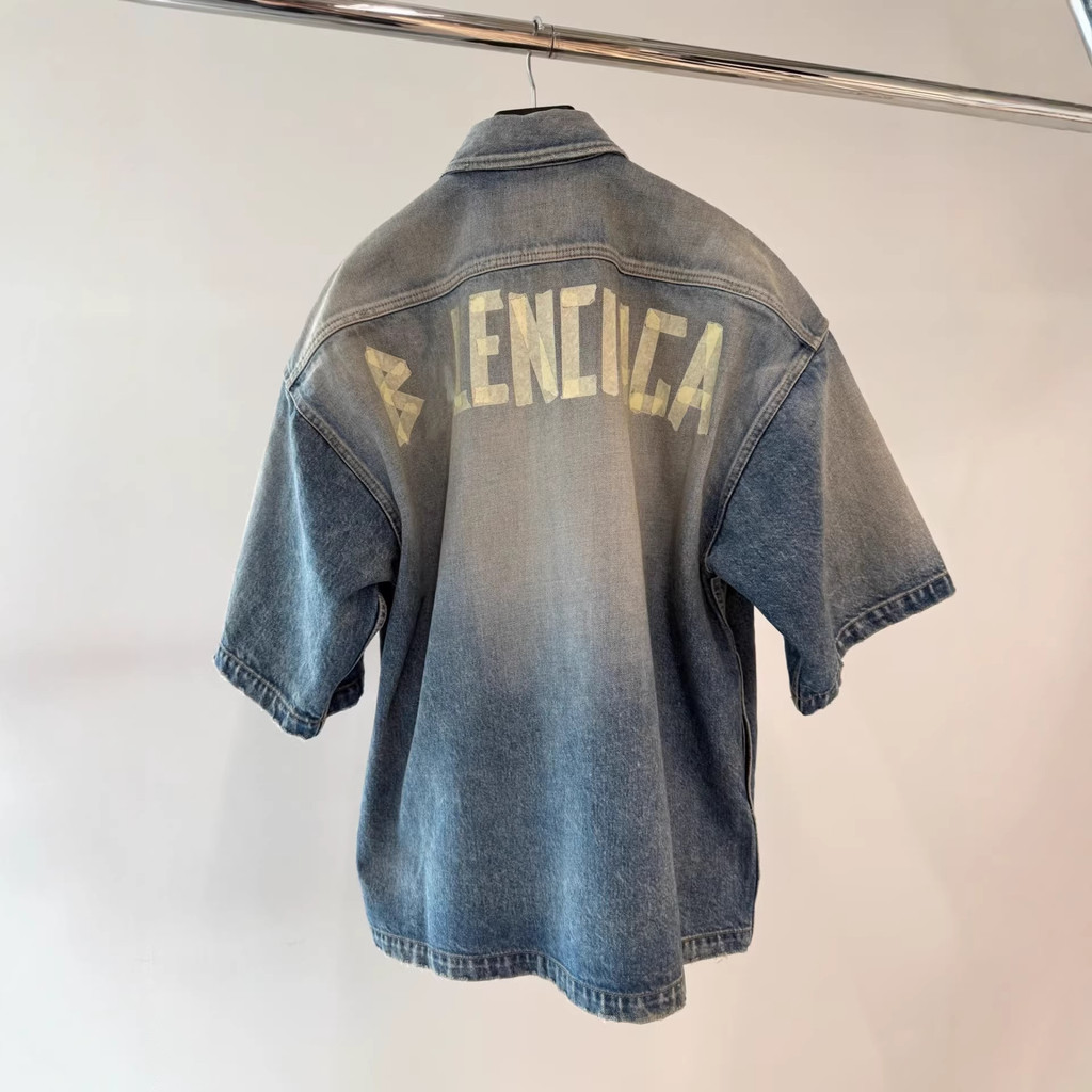 N6KN B.L.G Heavy-duty Washed Textured Paper Short-sleeve Denim Jacket