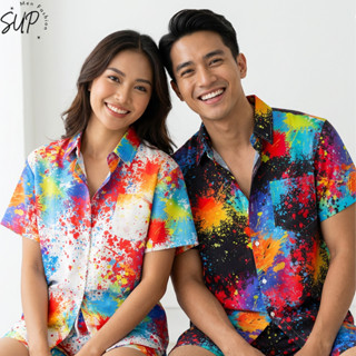 สงกรานต์ Songkran ชุดเสื้อฮาวายและกางเกงขาสั้น แห้งไว เหมาะส…