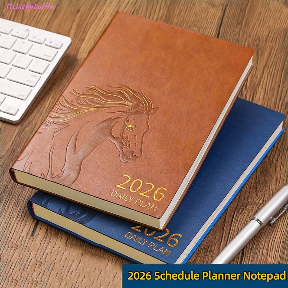 CHICHYTU14W 2026 Schedule Planner Notepad, 12 เดือนบุ๊คมาร์ค A5 Agenda Planner Notebook, Time Organi