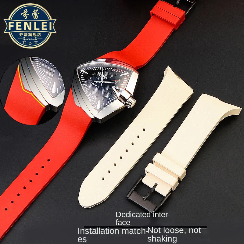 สายนาฬิกายางขนาด 25 มม. สําหรับ Hamilton Ventura H24655331 ชม.24615331สร้อยข้อมือผู้ชายที่มีคุณภาพซิ