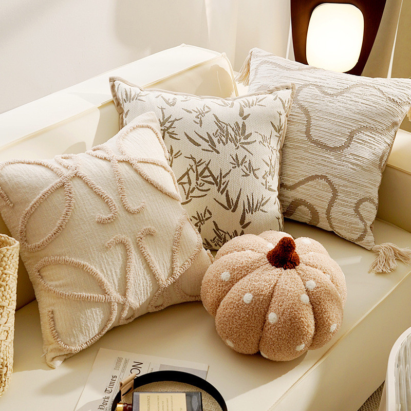 Ins สไตล์ห้องนั่งเล่นโซฟาหมอน Retro ดอกไม้ปลอกหมอน Bay Window หมอนสีน้ําตาลเบาะข้างเตียง Core