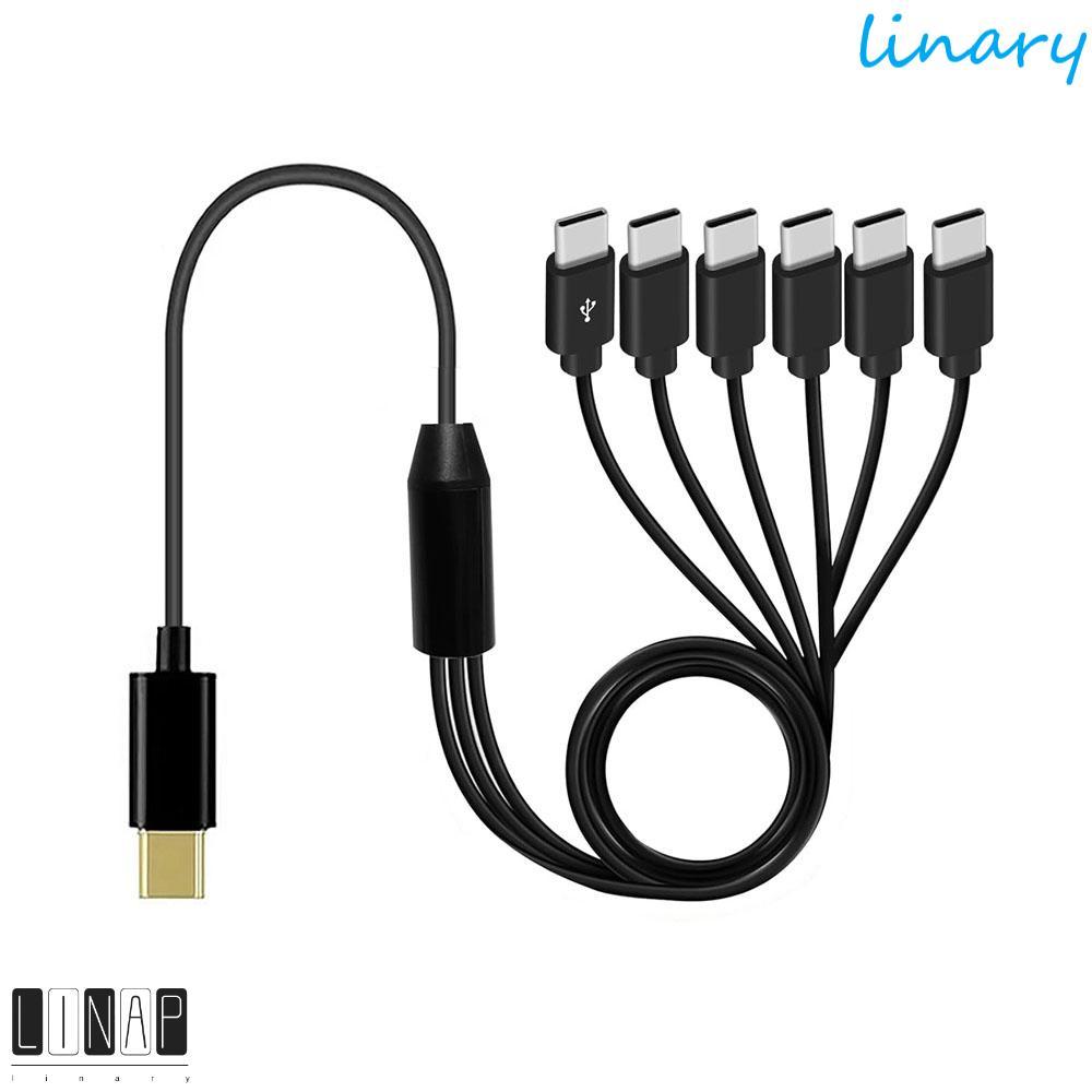 CULINARYHV สายแยก USB C, 6 in 1 Type-C Micro-USB Multi USB C ถึง USB C สาย, แบบพกพา 50cm8150cm สีดํา