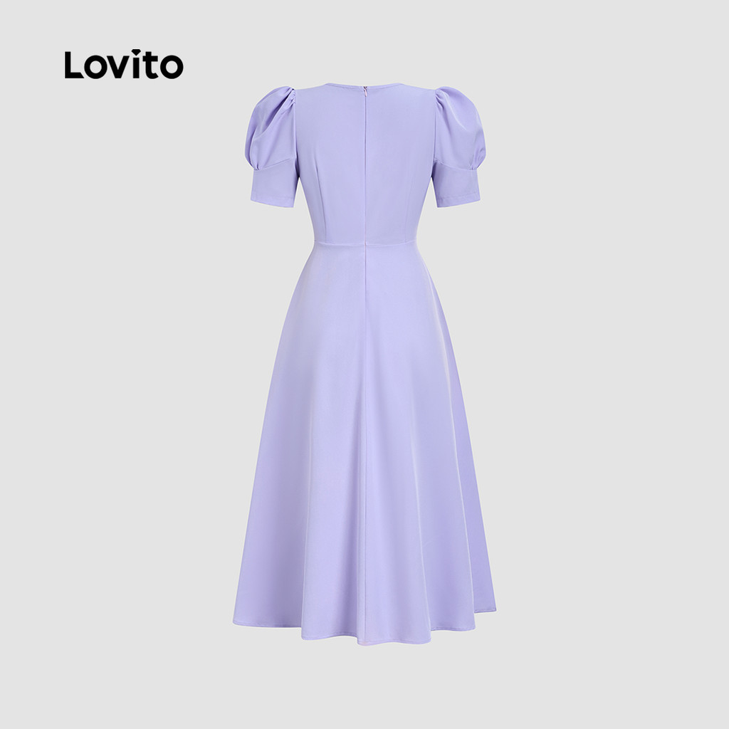 Lovito  ชุดลําลอง เดรสมีเข็มขัด สีม่วง สําหรับผู้หญิง L171ED065 - รูปที่ 3