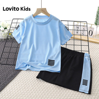 Lovito Kids  ชุดกางเกงขาสั้นลําลองลายบล็อกสีสําหรับฤดูใบไม้ผ…