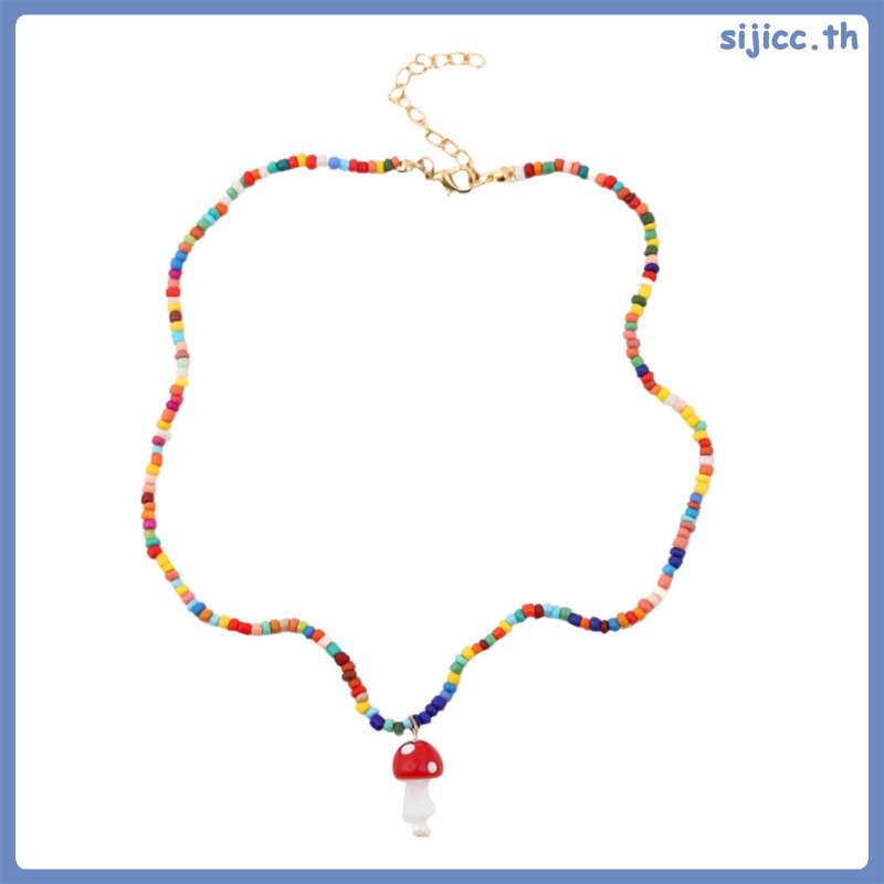 💍 1pc สร้อยคอเส้นโซ่สีสันสดใสพร้อมลูกปัดสำหรับคล้องคอแบบเก๋