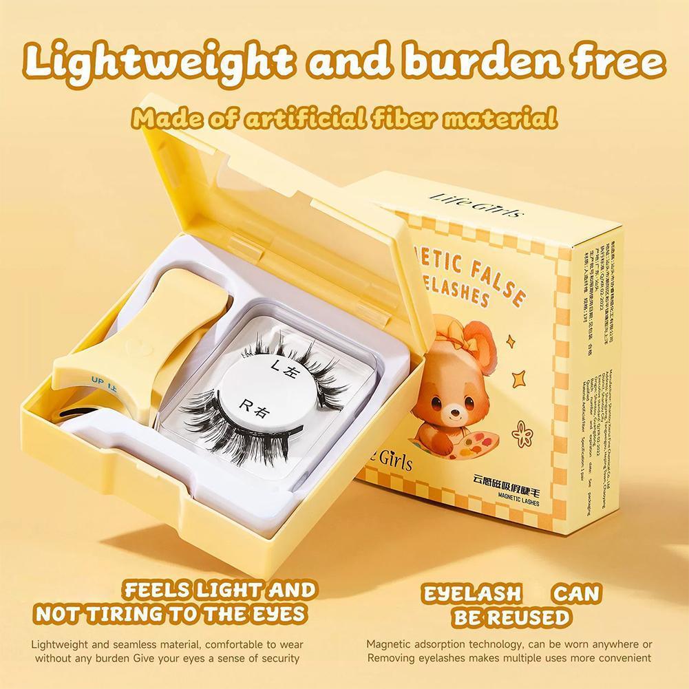 Life Girls 3d Magnetic ขนตาปลอมหนากาวฟรี Curled ปลอดภัยชิ้นเดียวธรรมชาติหนา E3e4